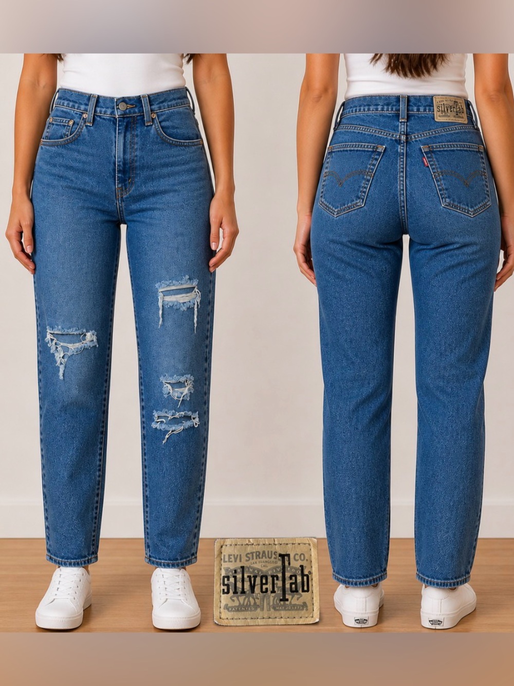 Levi's SilverTab Mom Jean High Rise Stretch Distressed Like New Jean W/27 L/27